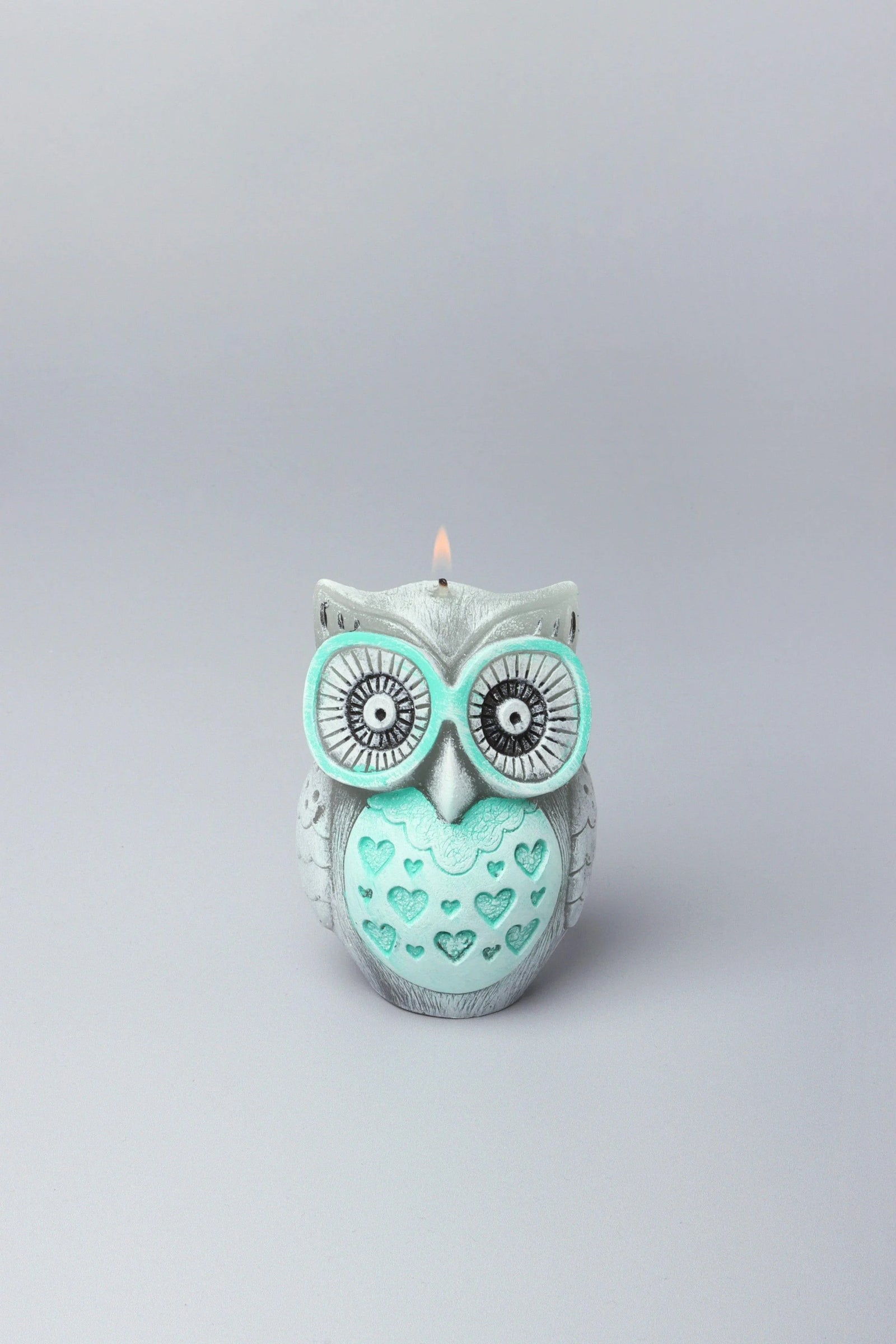 Hootique Owl Couple Candle in Grey — view 5, G Decor