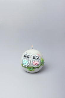Hootique Owl Couple Candle in Grey