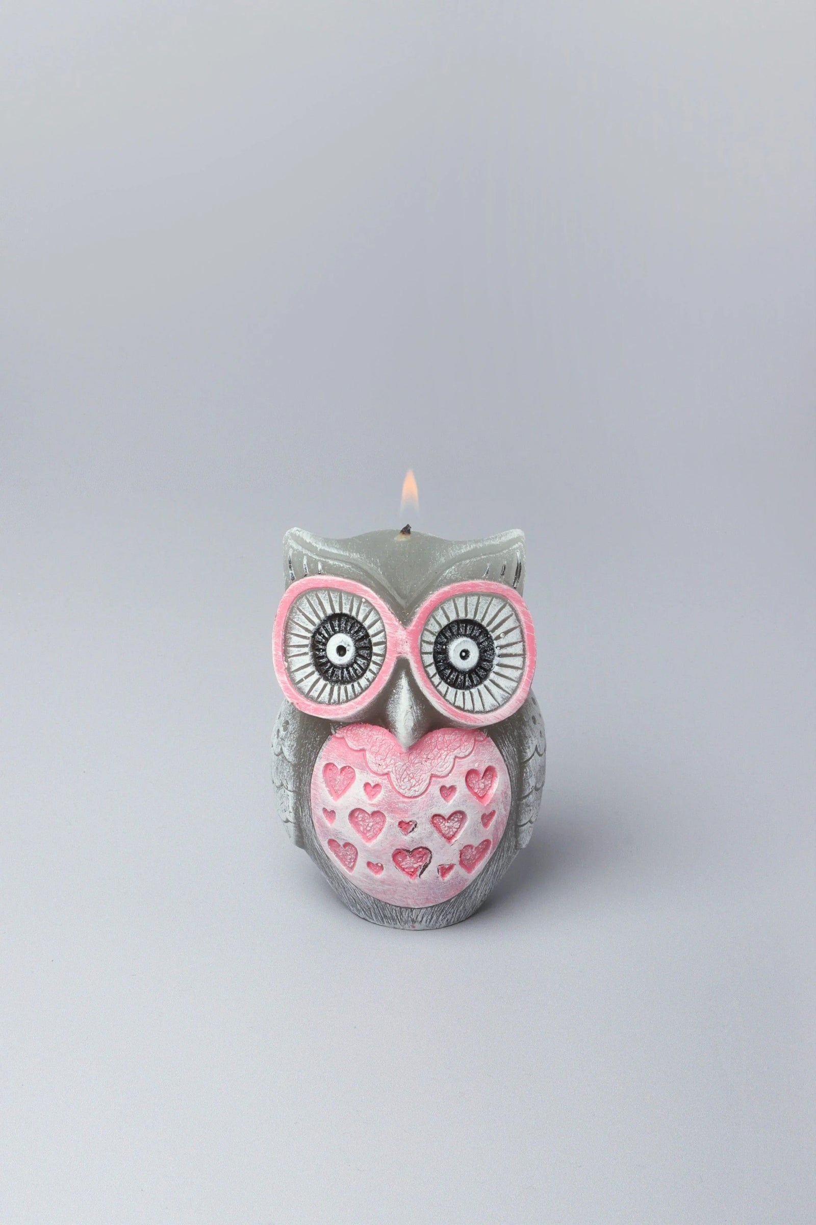 Hootique Owl Couple Candle in Grey — view 6, G Decor