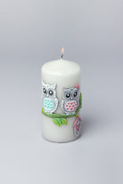 Handmade Hootique Owl Couple Candle Grey Owls with Wide Eyes - G Decor