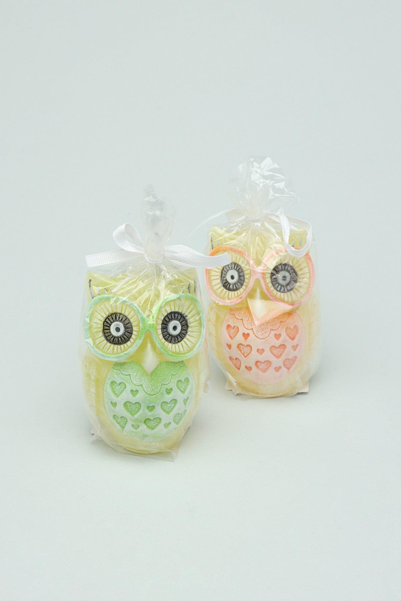 Handmade Hootique Owl Couple Candle Orange & Green Owls in Sunshine & Sprout - G Decor