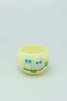 Handmade Hootique Owl Couple Tealight Holder Yellow & Green Owls in Chubby Cuteness - G Decor
