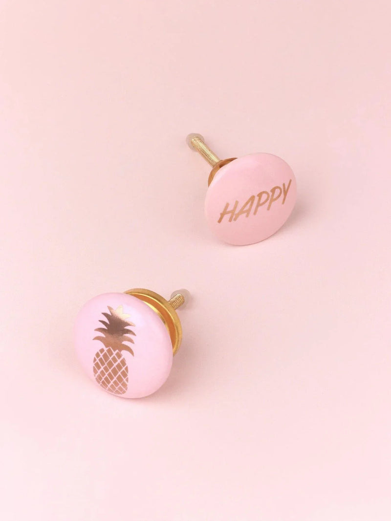 Happy Pineapple Ceramic Cabinet Knob