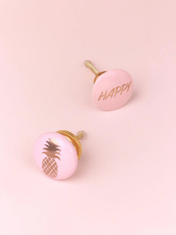 Happy Pineapple Ceramic Cabinet Knob