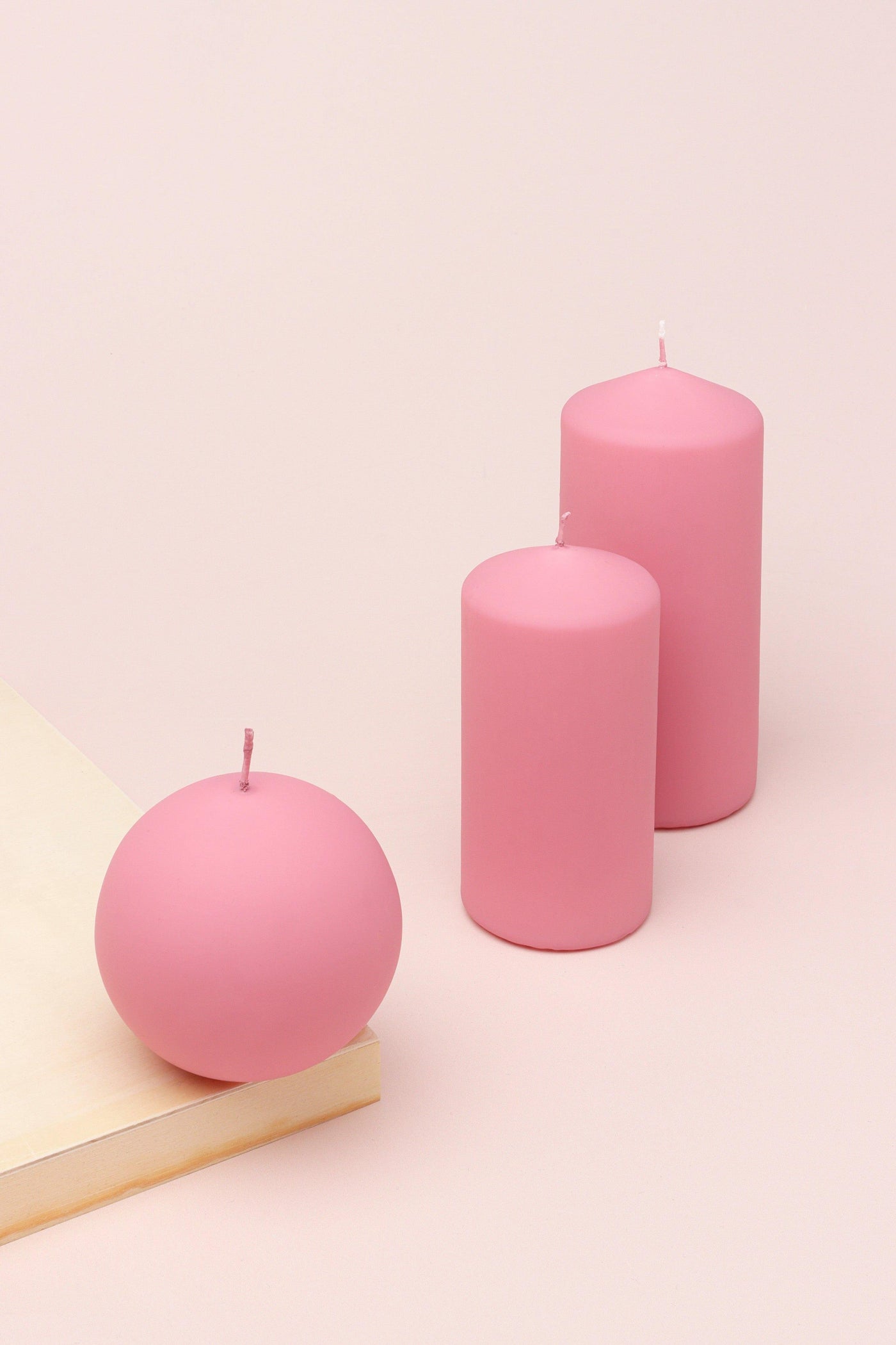 Gdecorstore Candles & Candle Holders Pink / Set Henry Velvet Matt Powder Pink Pillar Candles