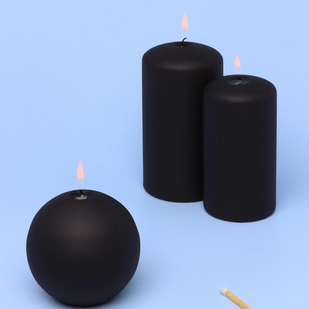 Henry Velvet Matt Soft Touch Smooth Black Pillar Candles G Decor henry-velvet-matt-soft-touch-smooth-black-pillar-candles-g-decor