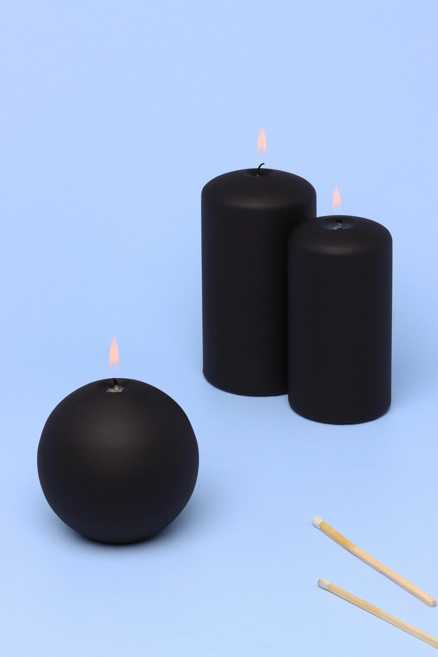 Henry Velvet Matte Soft Touch Pillar Candle in Black
