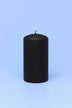 Henry Velvet Matte Soft Touch Pillar Candle in Black — close-up view, G Decor