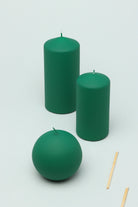 Henry Velvet Matte Soft Touch Pillar Candle in Emerald Green — G Decor