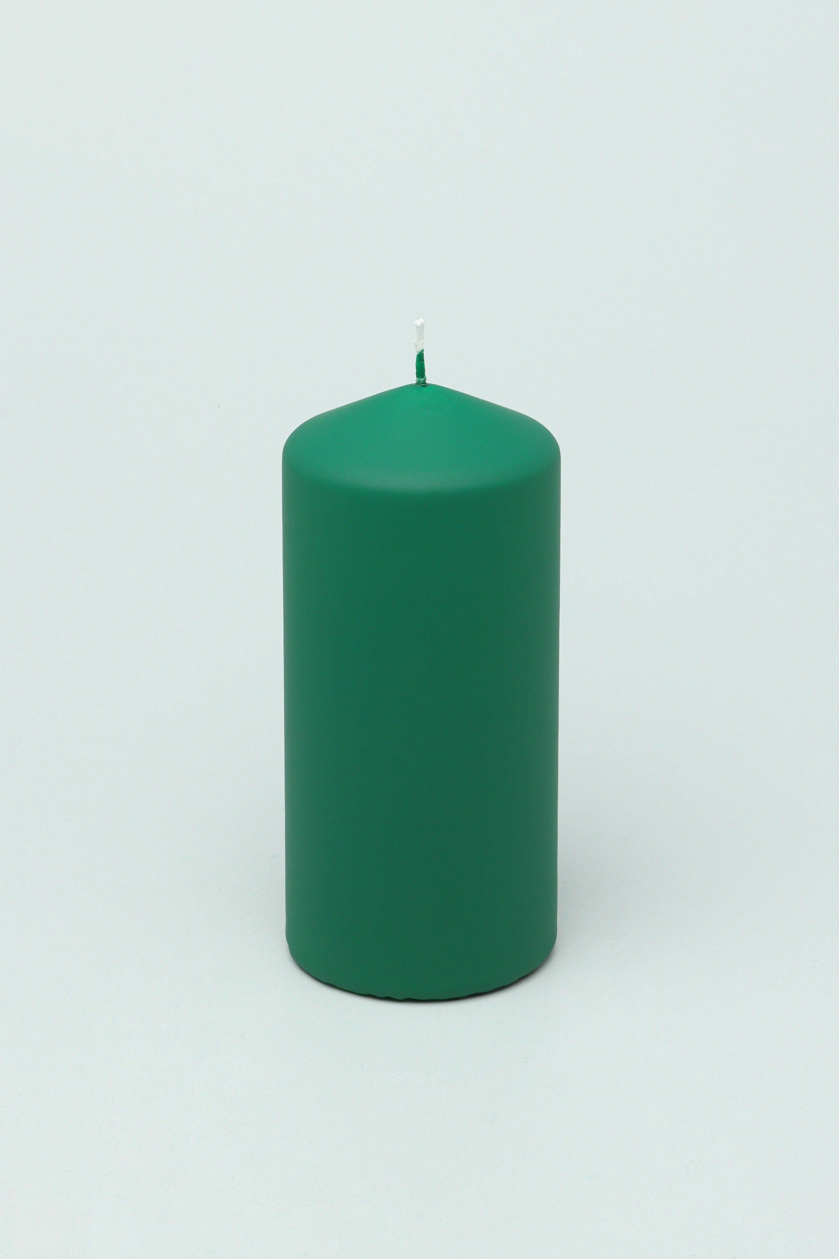 Henry Velvet Matt Soft Touch Smooth Emerald Green Pillar Candle - G Decor
