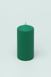 Henry Velvet Matte Soft Touch Pillar Candle in Emerald Green — close-up view, G Decor