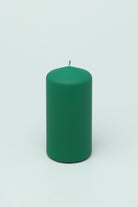 Henry Velvet Matt Soft Touch Smooth Emerald Green Pillar Candle - G Decor