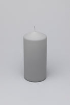 Henry Velvet Matte Soft Touch Pillar Candle in Light Grey — alternate view, G Decor