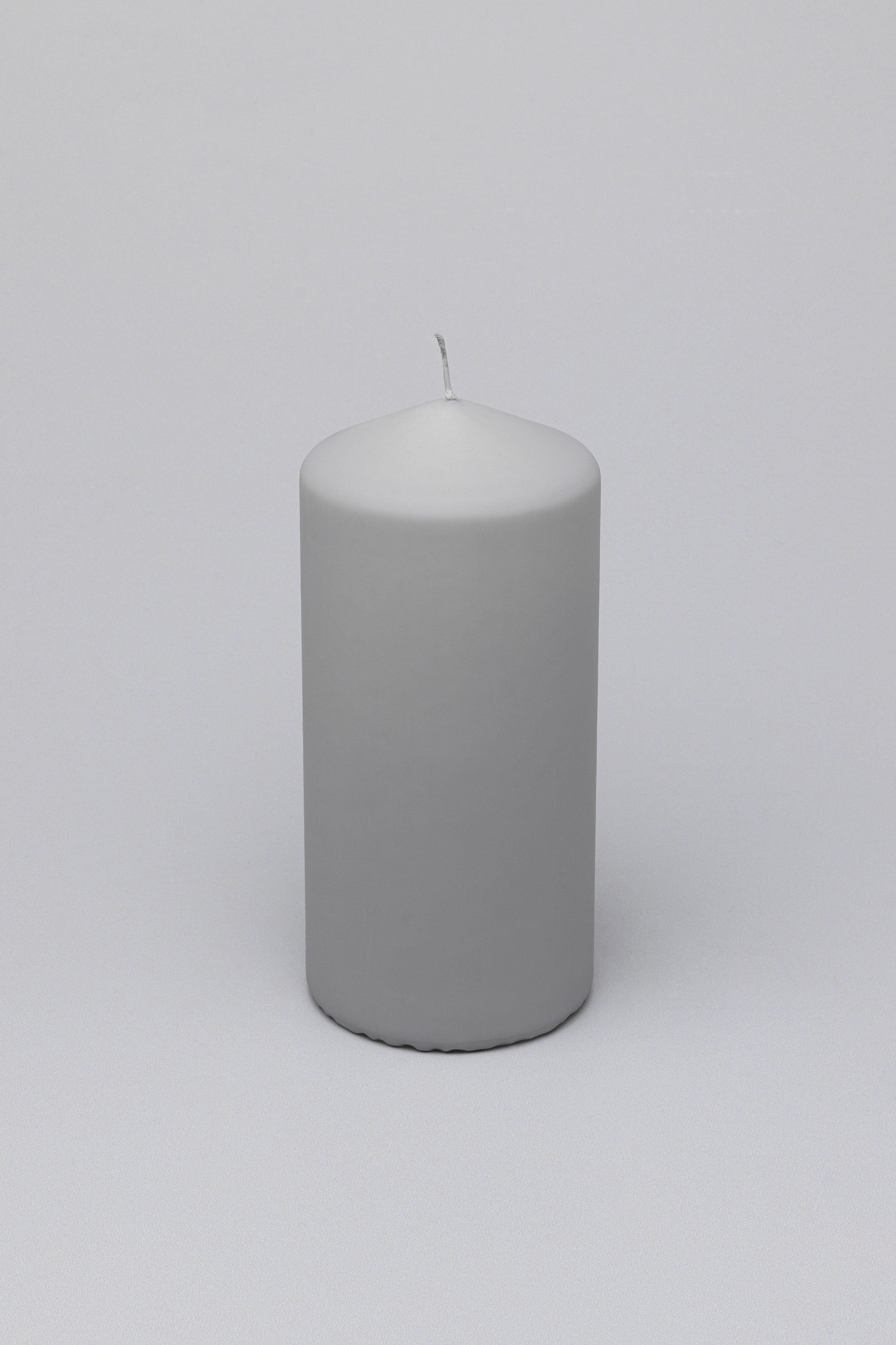 Henry Velvet Matt Soft Touch Smooth Light Grey Pillar Candle - G Decor