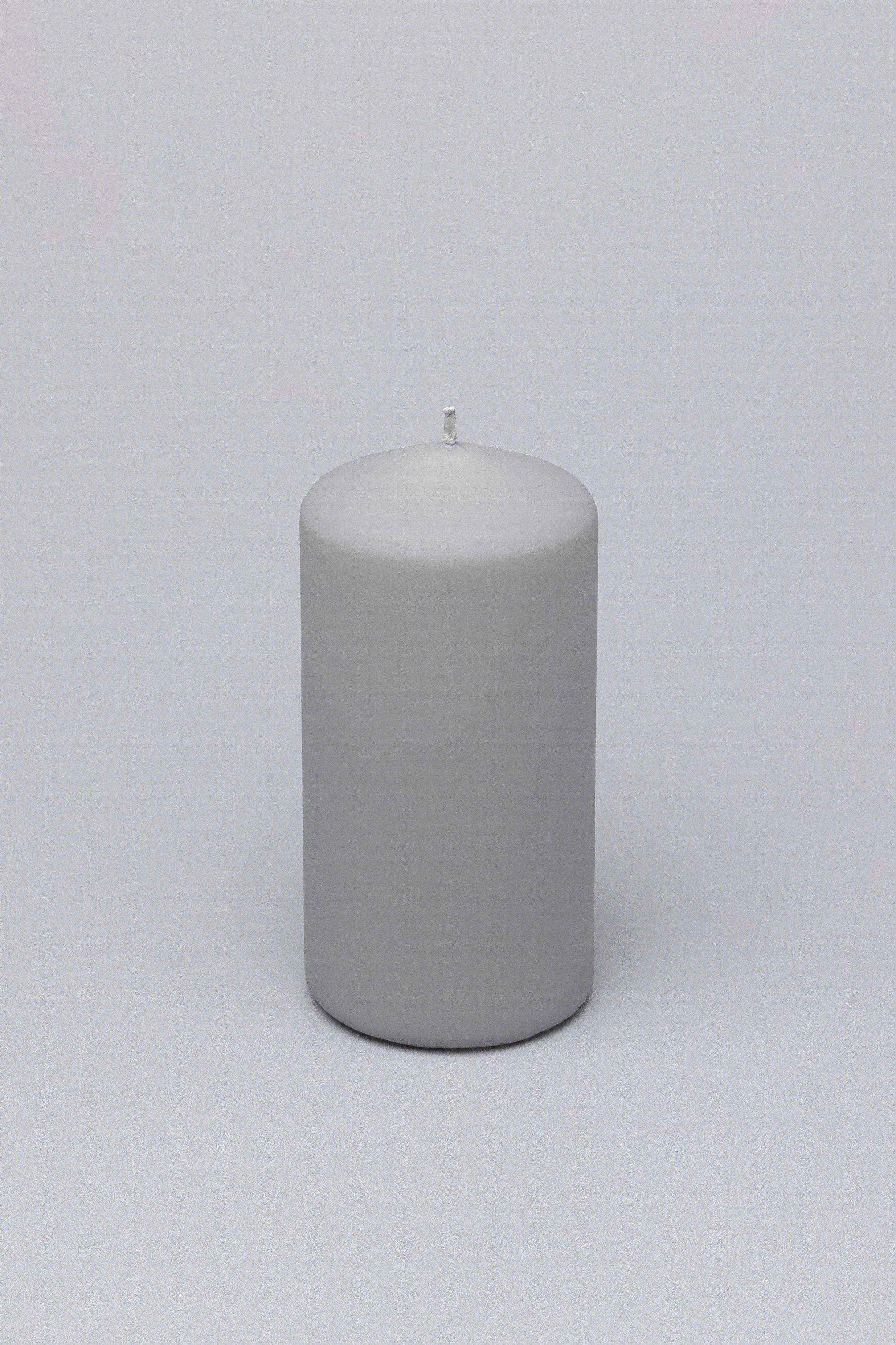 Henry Velvet Matt Soft Touch Smooth Light Grey Pillar Candle - G Decor