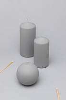 Henry Velvet Matte Soft Touch Pillar Candle in Light Grey — G Decor