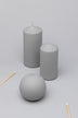 Henry Velvet Matte Soft Touch Pillar Candle in Light Grey — G Decor