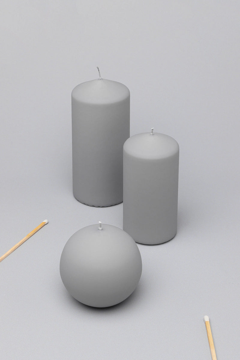 Henry Velvet Matte Soft Touch Pillar Candle in Light Grey