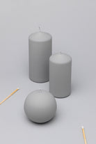 Henry Velvet Matt Soft Touch Smooth Light Grey Pillar Candle - G Decor