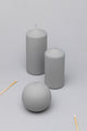 Henry Velvet Matt Soft Touch Smooth Light Grey Pillar Candle - G Decor