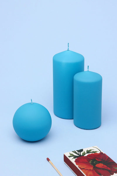Henry Velvet Matte Soft Touch Pillar Candle in Powder Blue