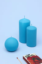 Henry Velvet Matt Soft Touch Smooth Powder Blue Pillar Candle - G Decor