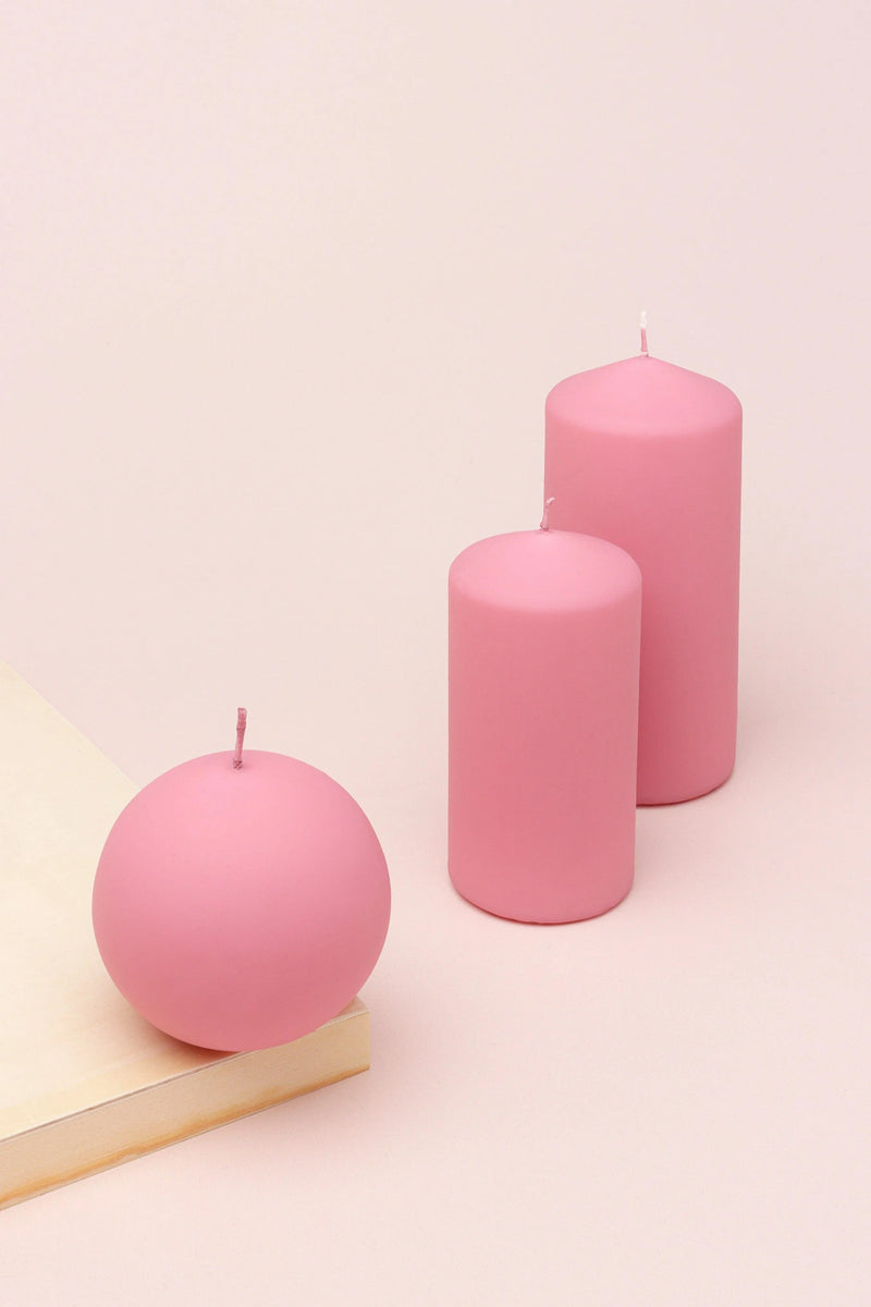 Henry Velvet Matte Soft Touch Pillar Candle in Powder Pink