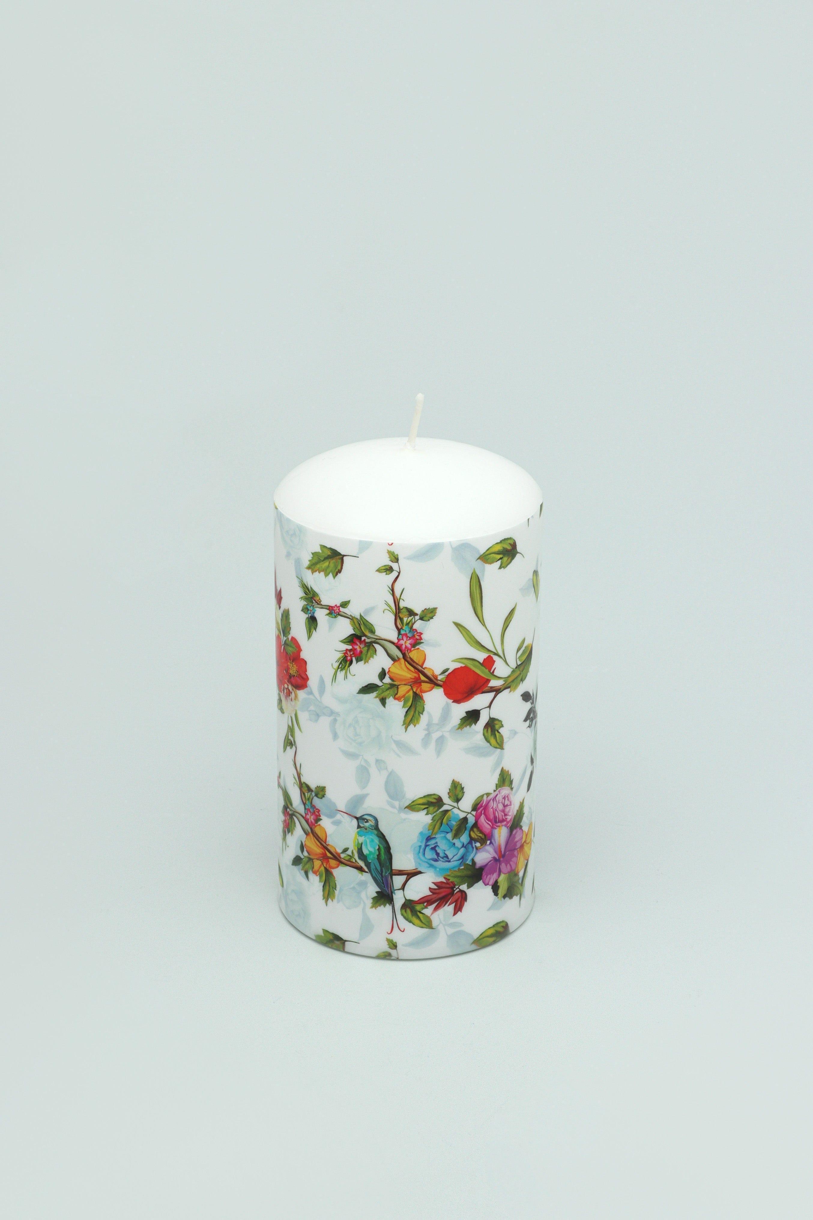 Hummingbird&#39;s Southern Joy Summer Rose Garden Pillar Candle - G Decor