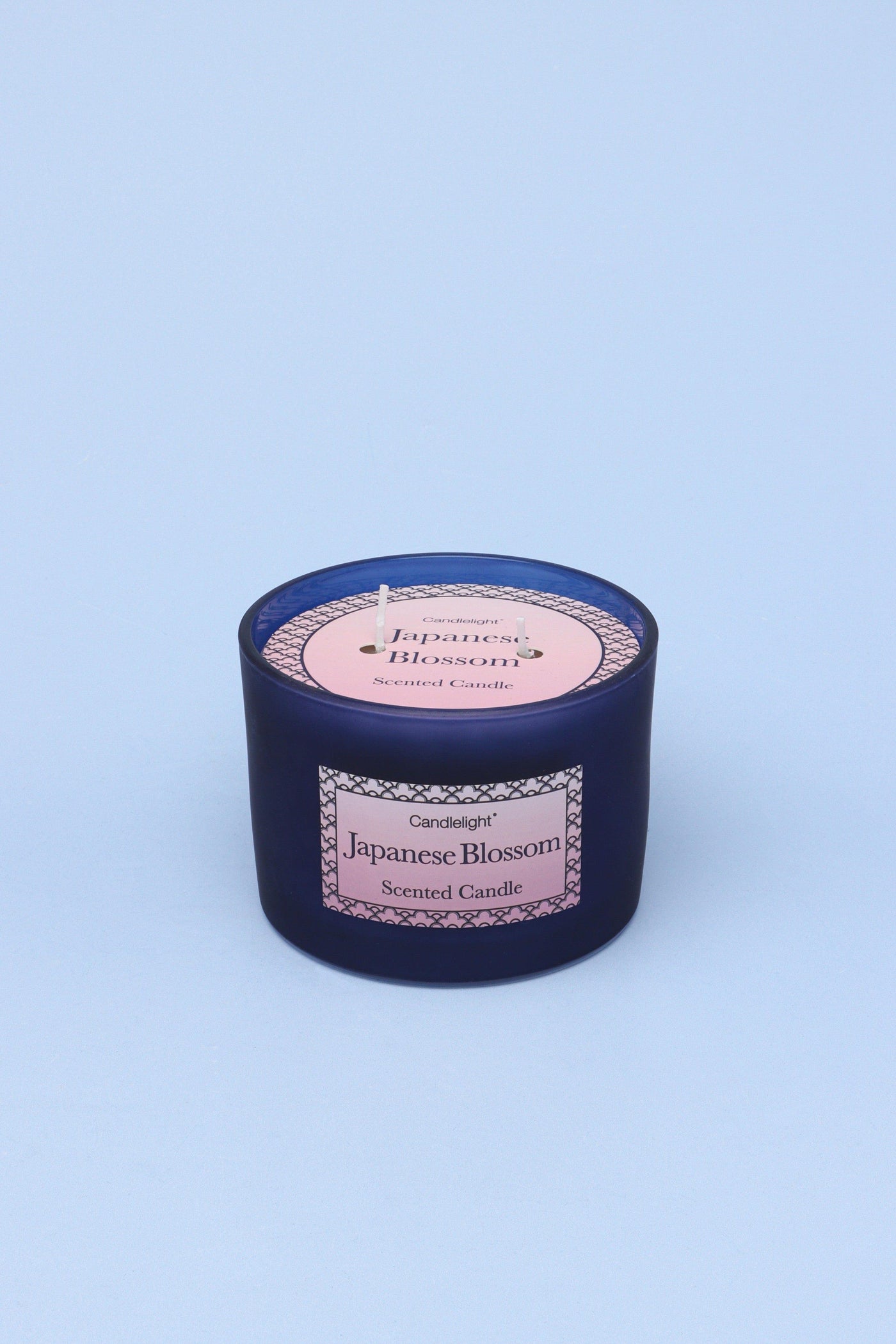 Gdecorstore Candles & Candle Holders Blue Japanese Blossom Navy Frosted Glass, Perfect for Meditation, Large Jar Candle