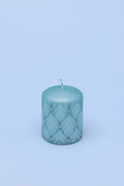 Jolene Petalure Hand-Finished Frosted Blue Quartz Pillar Candle - G Decor