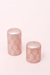 Jolene Petalure Rose Quartz Blush Pillar Candle — lifestyle view, G Decor