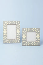 Jolie Bone Inlay Photo Frame in Grey Floral — alternate view, G Decor