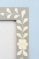Jolie Bone Inlay Photo Frame in Grey Floral — view 6, G Decor