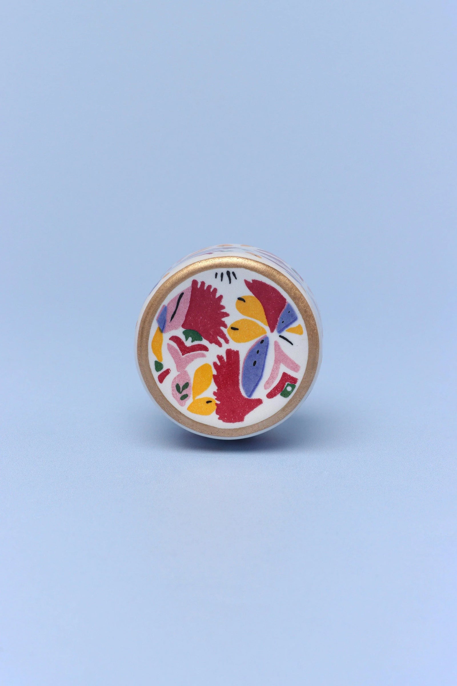Joy Vibes Hand-Painted Cylinder Ceramic Cabinet Knob — lifestyle view, G Decor