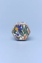 Joy Vibes ceramic cylinder cabinet knob close-up — abstract hand-painted pattern, G Decor