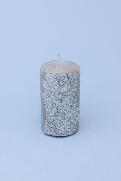 G Decor Candles Grey / Large pillar Juliet Leaves Light Grey 3D Pillar Candle