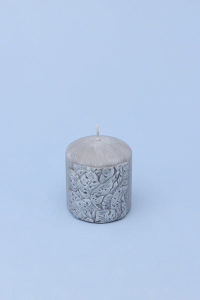 G Decor Candles Grey / Small pillar Juliet Leaves Light Grey 3D Pillar Candle