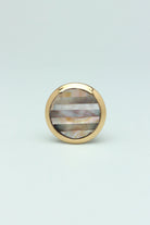 La Belle Mother of Pearl and Polished Brass Cabinet Pull Knob — close-up view, G Decor