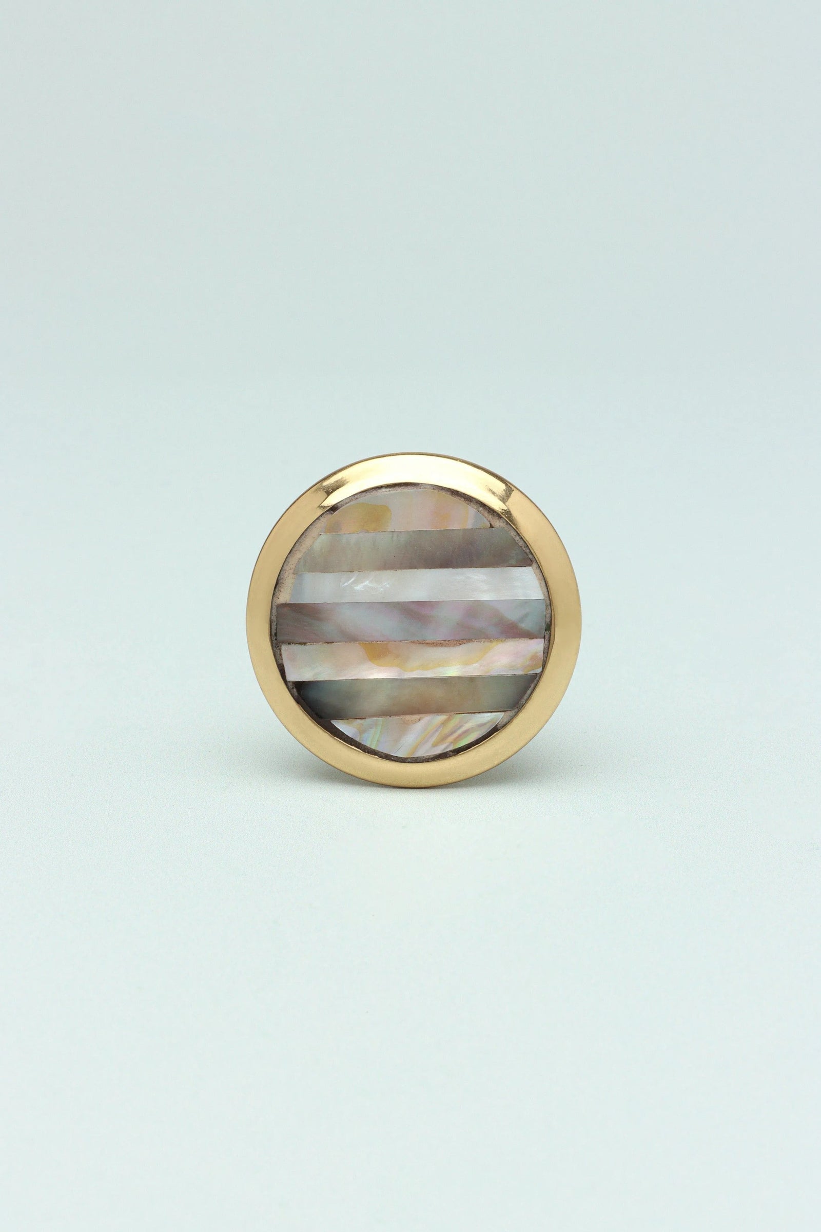 La Belle Mother of Pearl and Polished Brass Cabinet Pull Knob — close-up view, G Decor