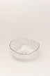 Large Calypso Pressed Glass Serving Bowl with Gold Rim — close-up view, G Decor
