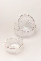 Large Calypso Pressed Glass Serving Bowl with Gold Rim — G Decor