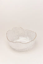 Large Calypso Pressed Glass Serving Bowl with Gold Rim — alternate view, G Decor
