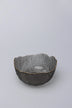 Large Calypso Pressed Glass Serving Bowl in Grey with Gold Rim — close-up view, G Decor