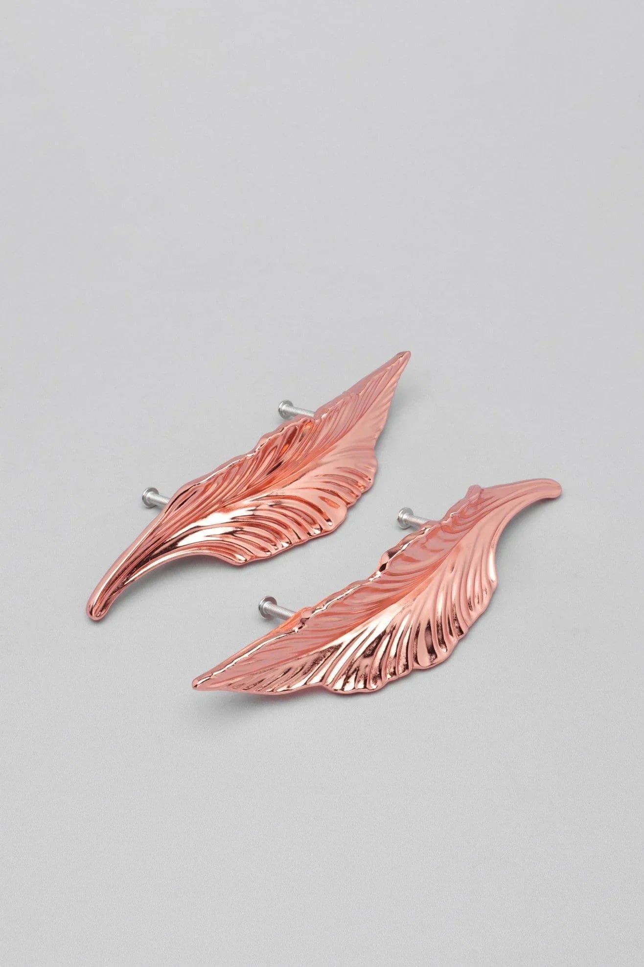 Large Naturalé No.02 Rose Gold Leaf Cabinet Pull — close-up view, G Decor