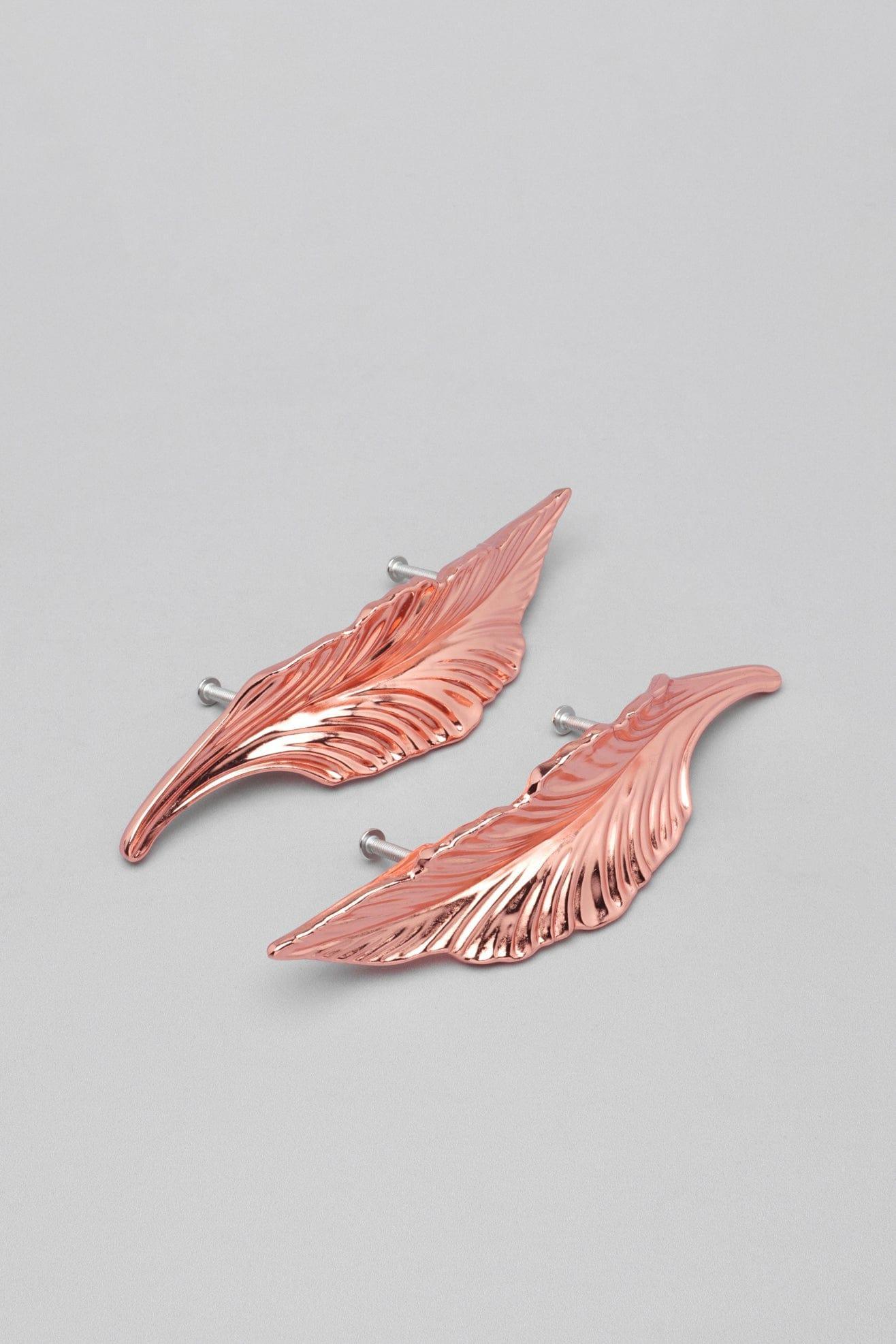 Large Rose Gold Leaves Cupboard Pull Draw Handle - G Decor