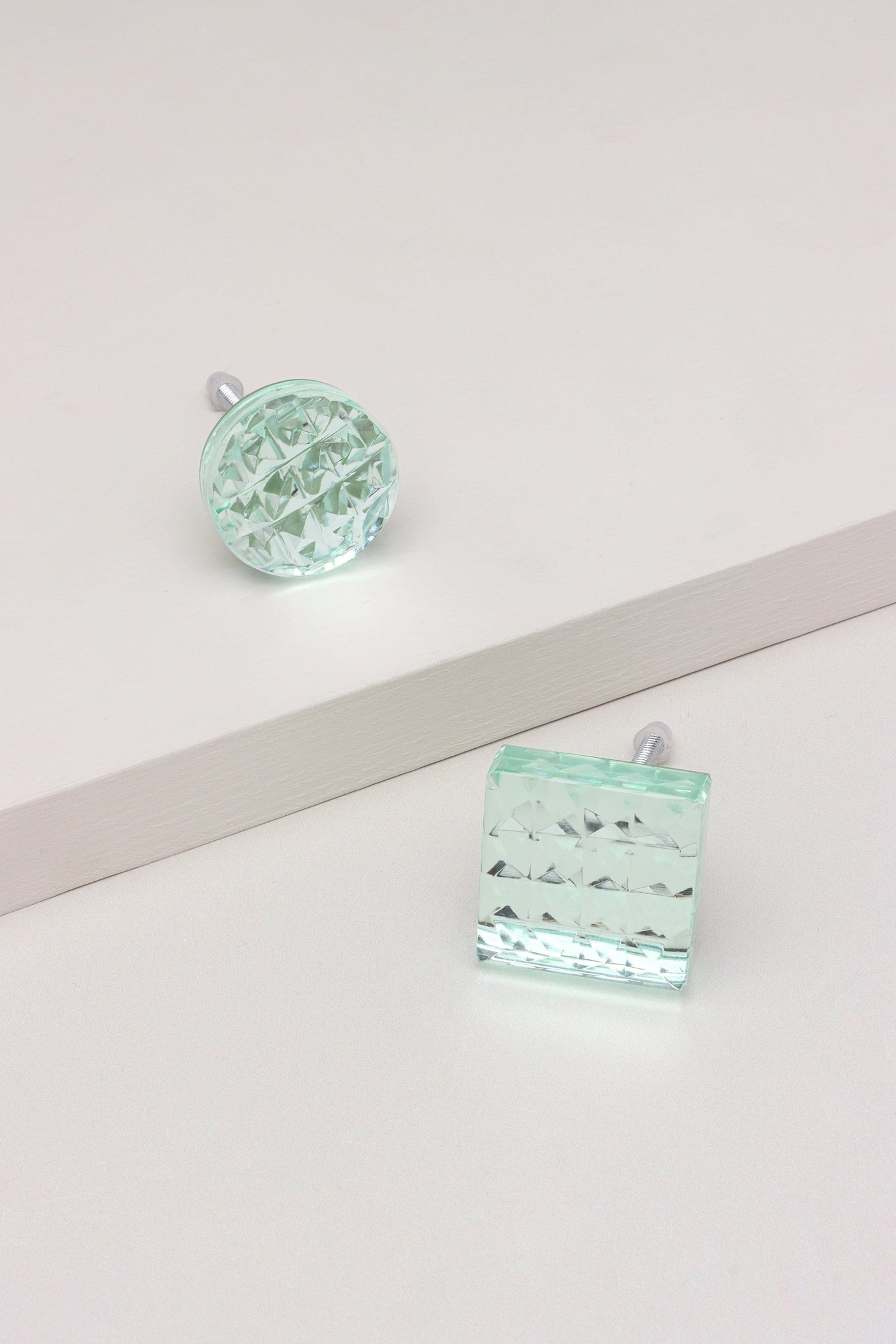 G Decor Door Knobs & Handles Luciano Crystal Clear Diamond Cut Mirror Glass Knobs
