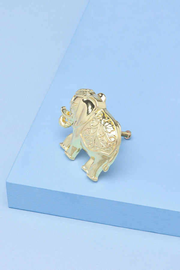 Türknauf für Schrank, Schublade, Elefant, goldfarben, massives Messing