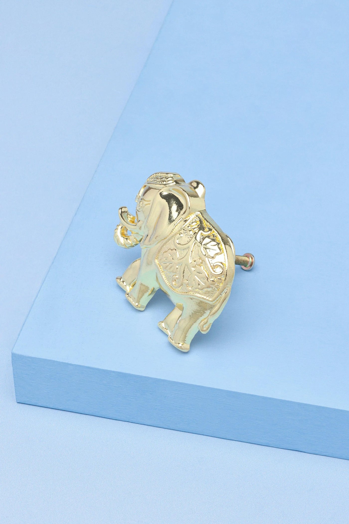 Poignée de porte de placard en laiton massif doré éléphant