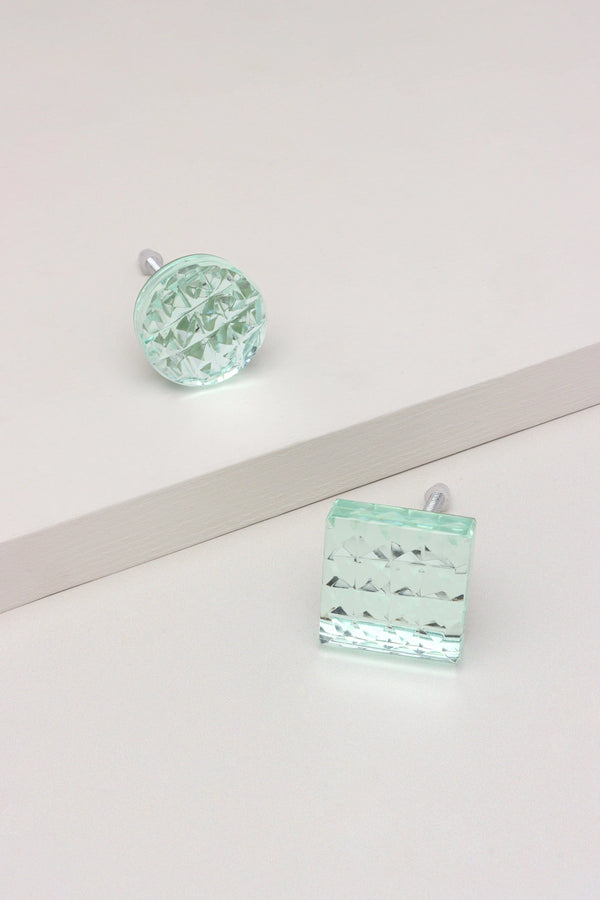 Lumiére Diamond-Cut Crystal Glass Cabinet Knob