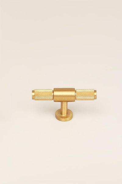 Gdecorstore Door Knobs & Handles Gold Luxury Solid Brass Knurled Single T Door Knobs